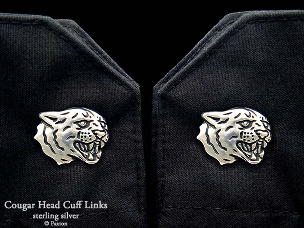 Cougar Panther Head Cuff Links Sterling Silver