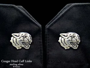 Cougar Panther Head Cuff Links Sterling Silver