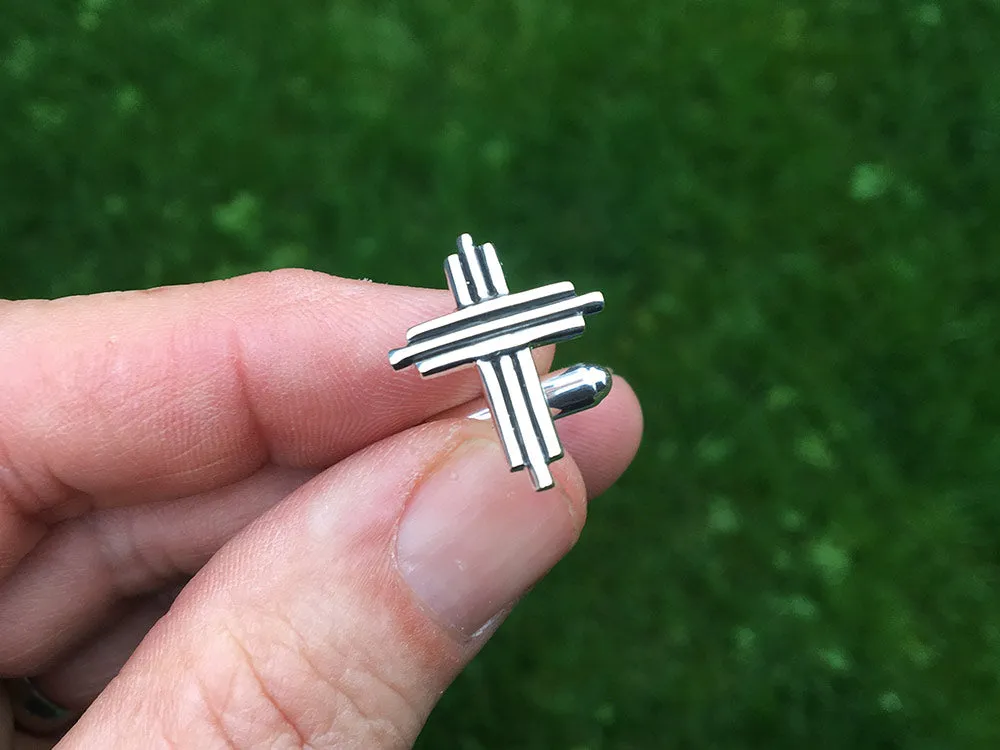 Cross Cuff Links Sterling Silver