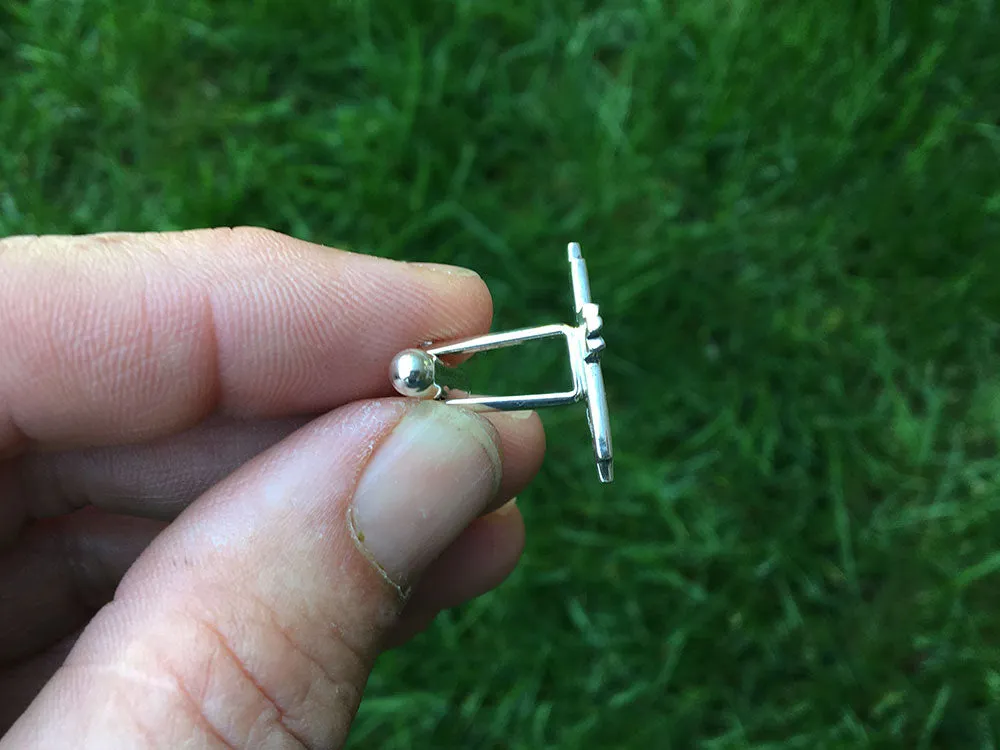 Cross Cuff Links Sterling Silver