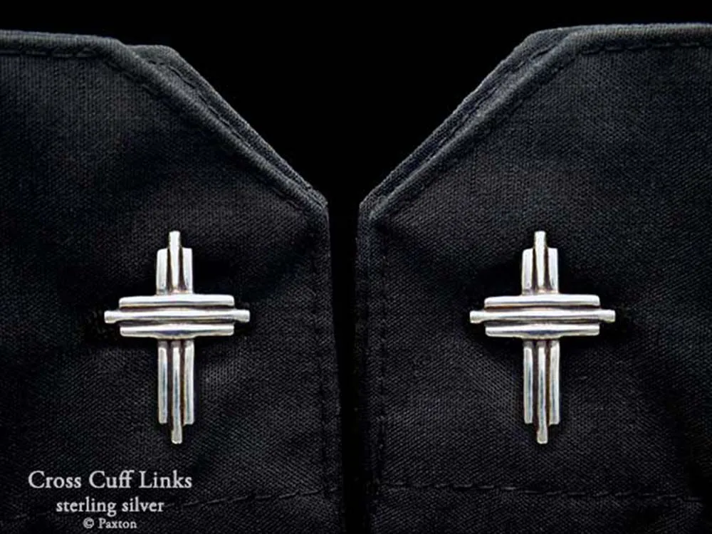 Cross Cuff Links Sterling Silver