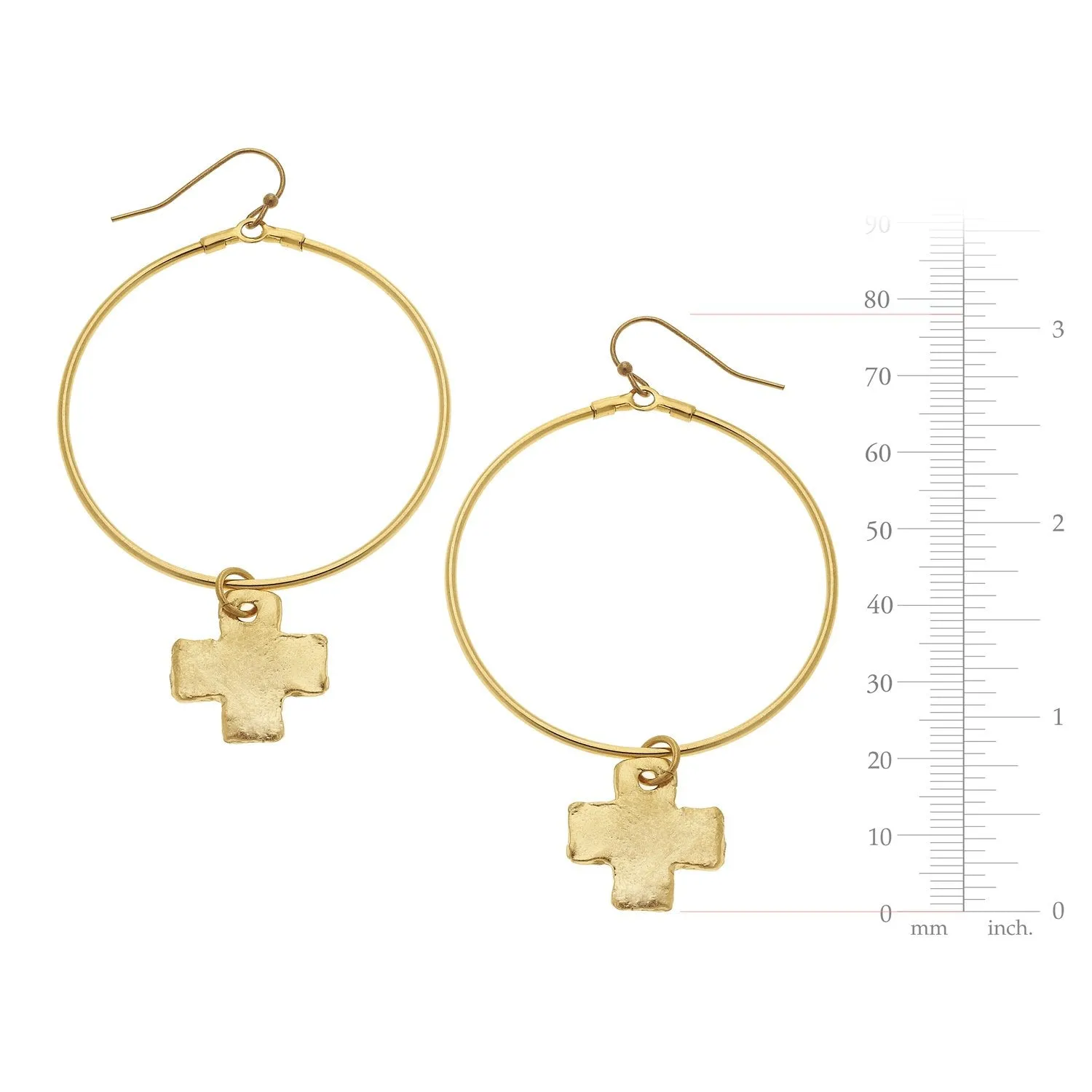Cross Drop Hoops Earrings