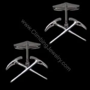Crossed Ice Axe Cuff Link Pair -Sterling Silver -Rock Climbing Jewelry