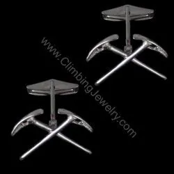 Crossed Ice Axe Cuff Link Pair -Sterling Silver -Rock Climbing Jewelry