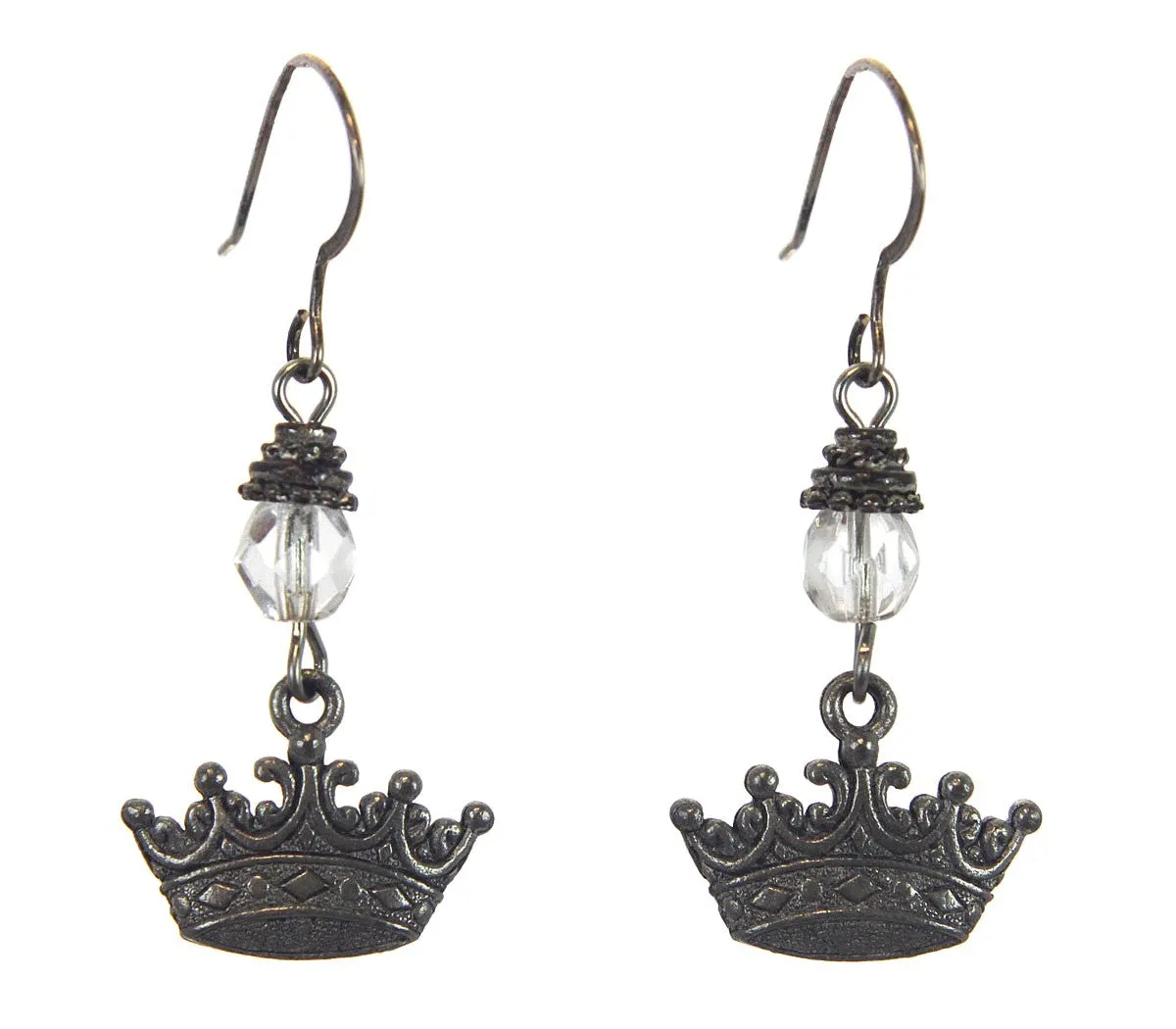 Crown Earrings Pewter