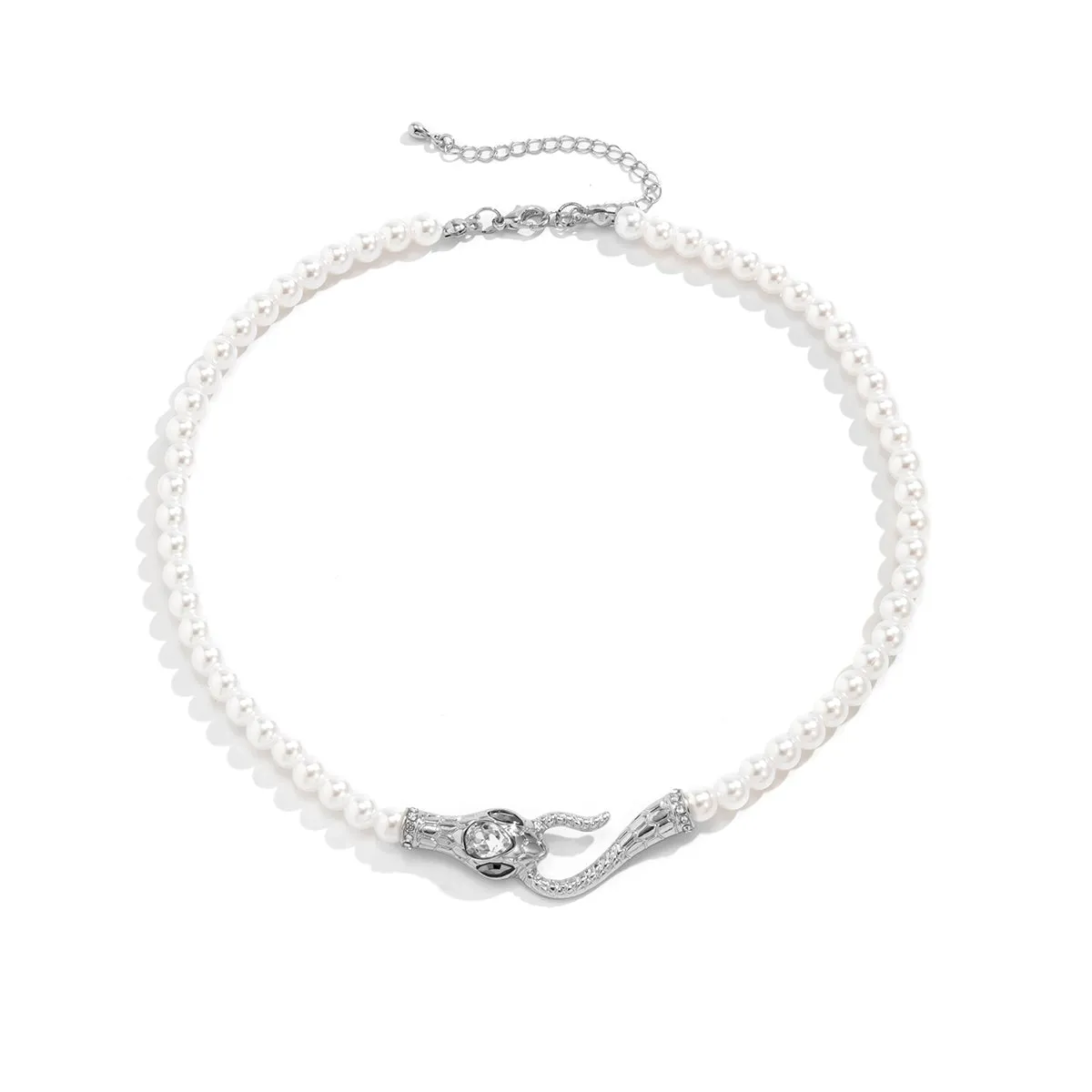 Crystal & Pearl Silver-Plated Snake Necklace