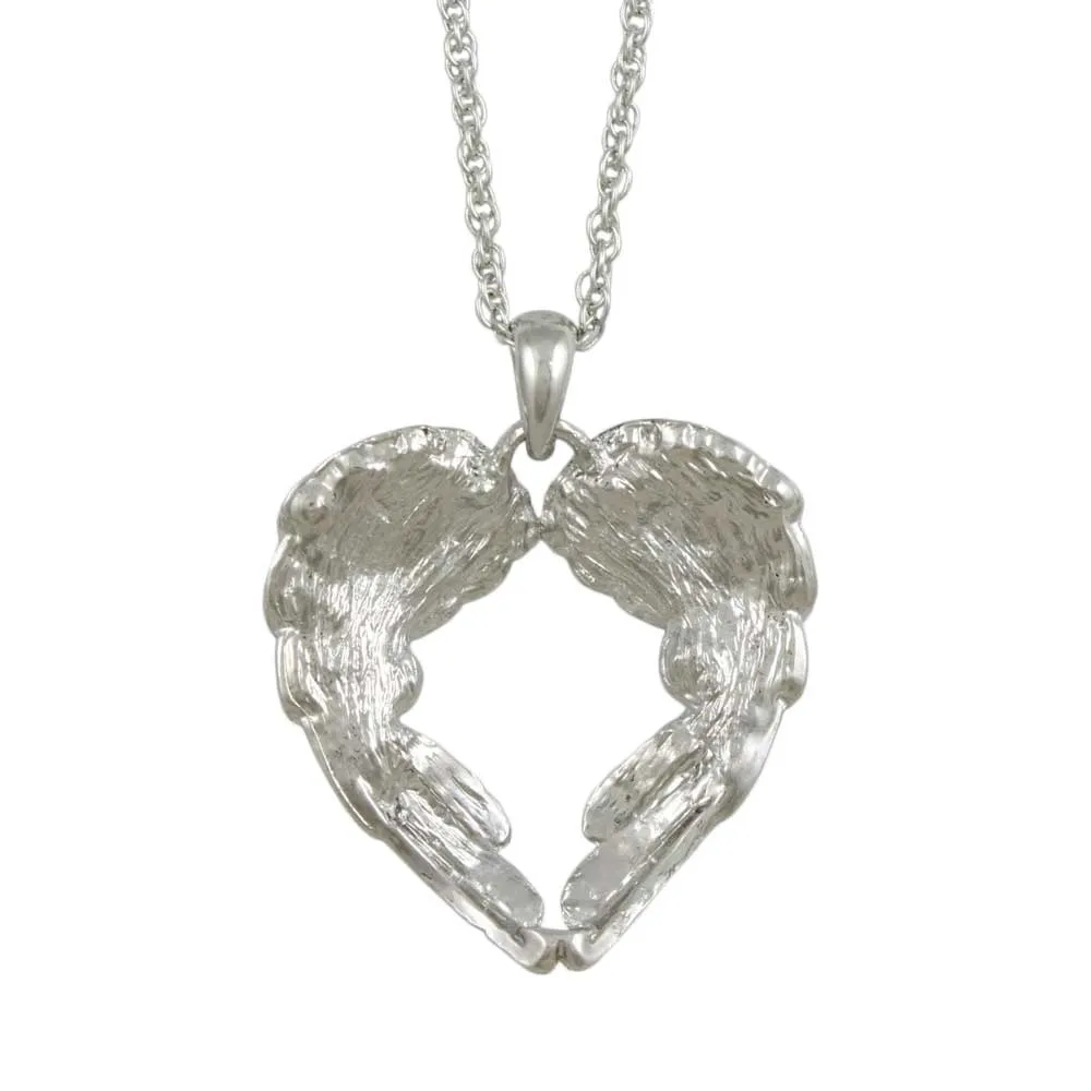 Crystal Angel Wings Pendant on Silver-tone Chain - PT505