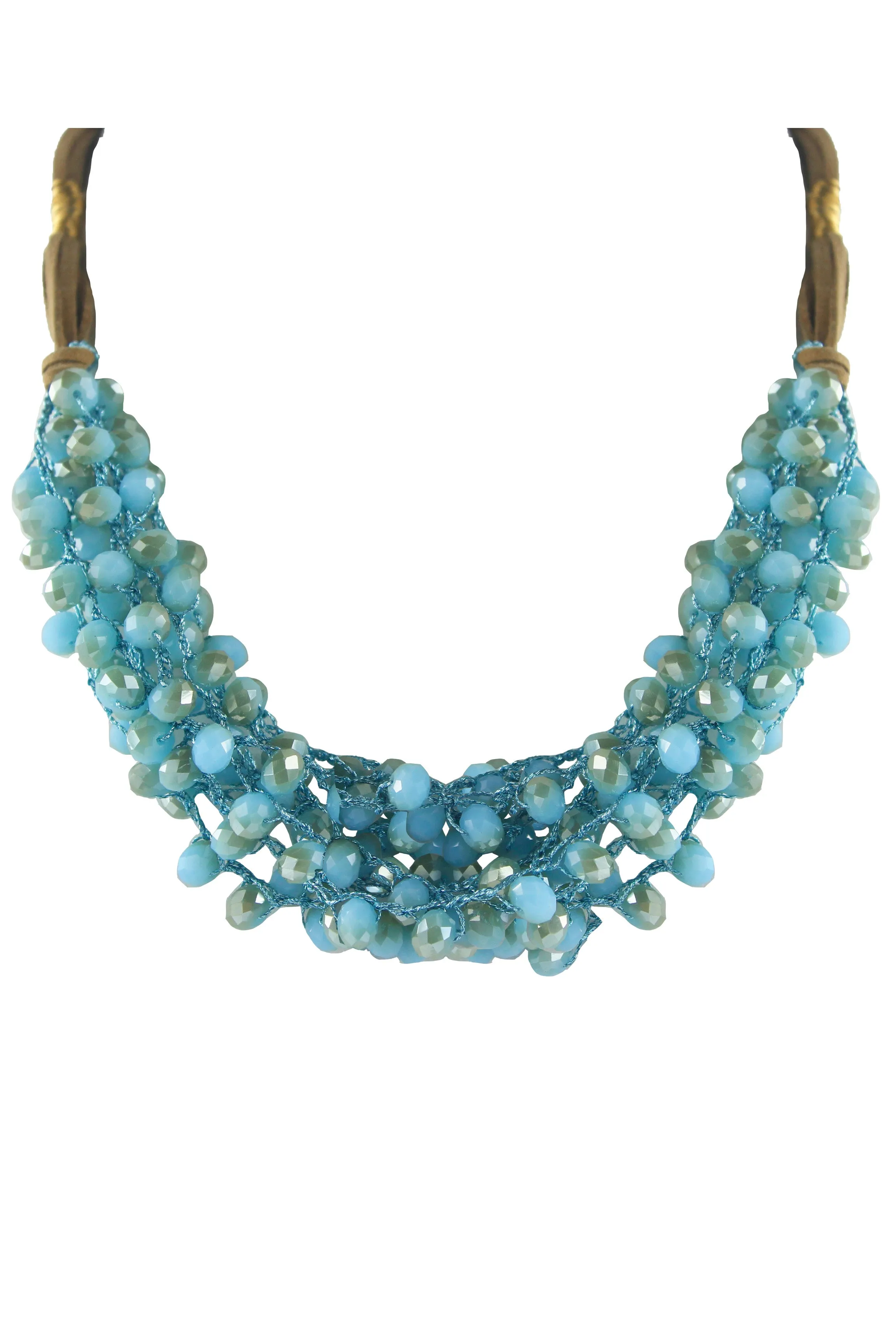 Crystal Beaded Leatherette Necklaces N2428