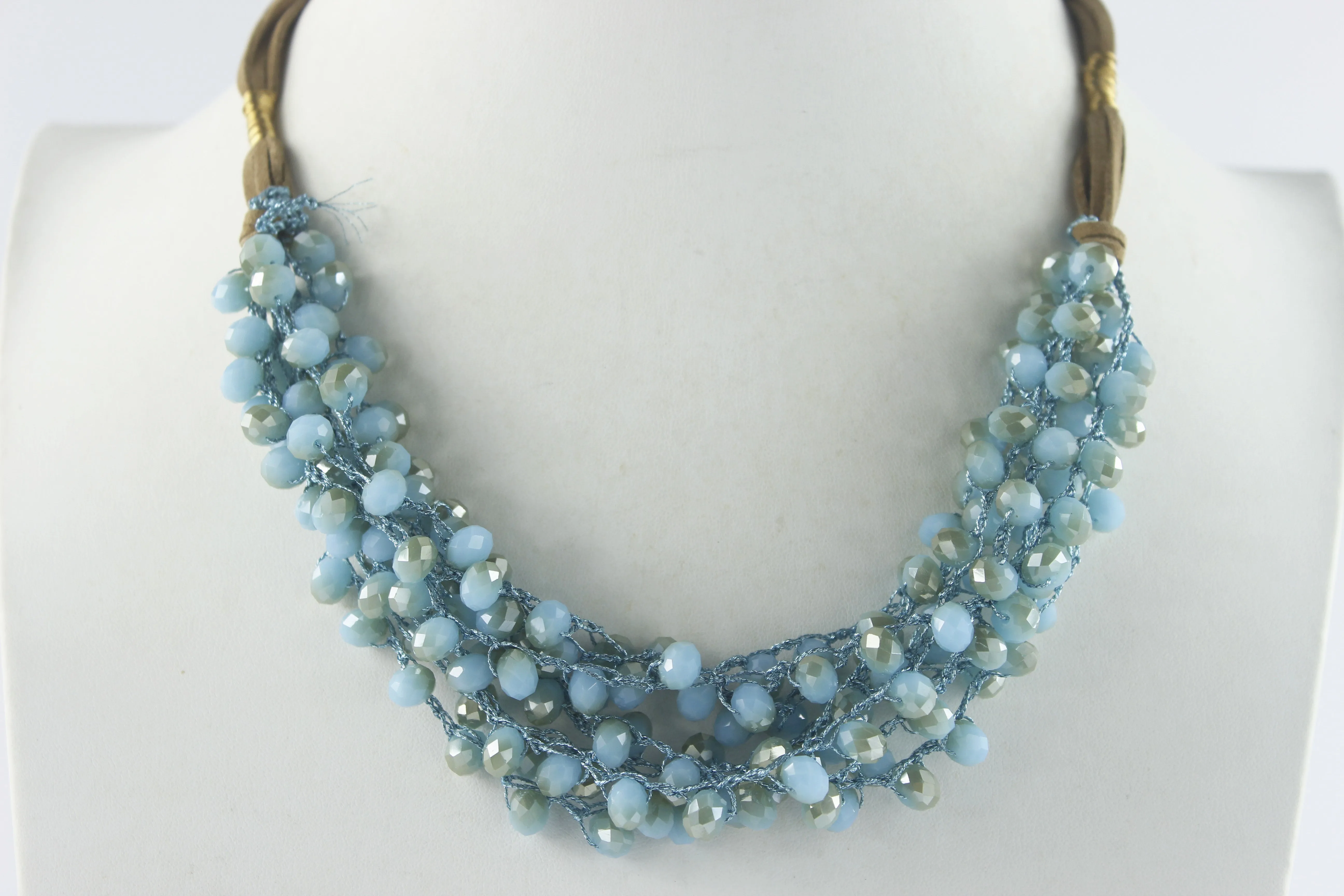 Crystal Beaded Leatherette Necklaces N2428