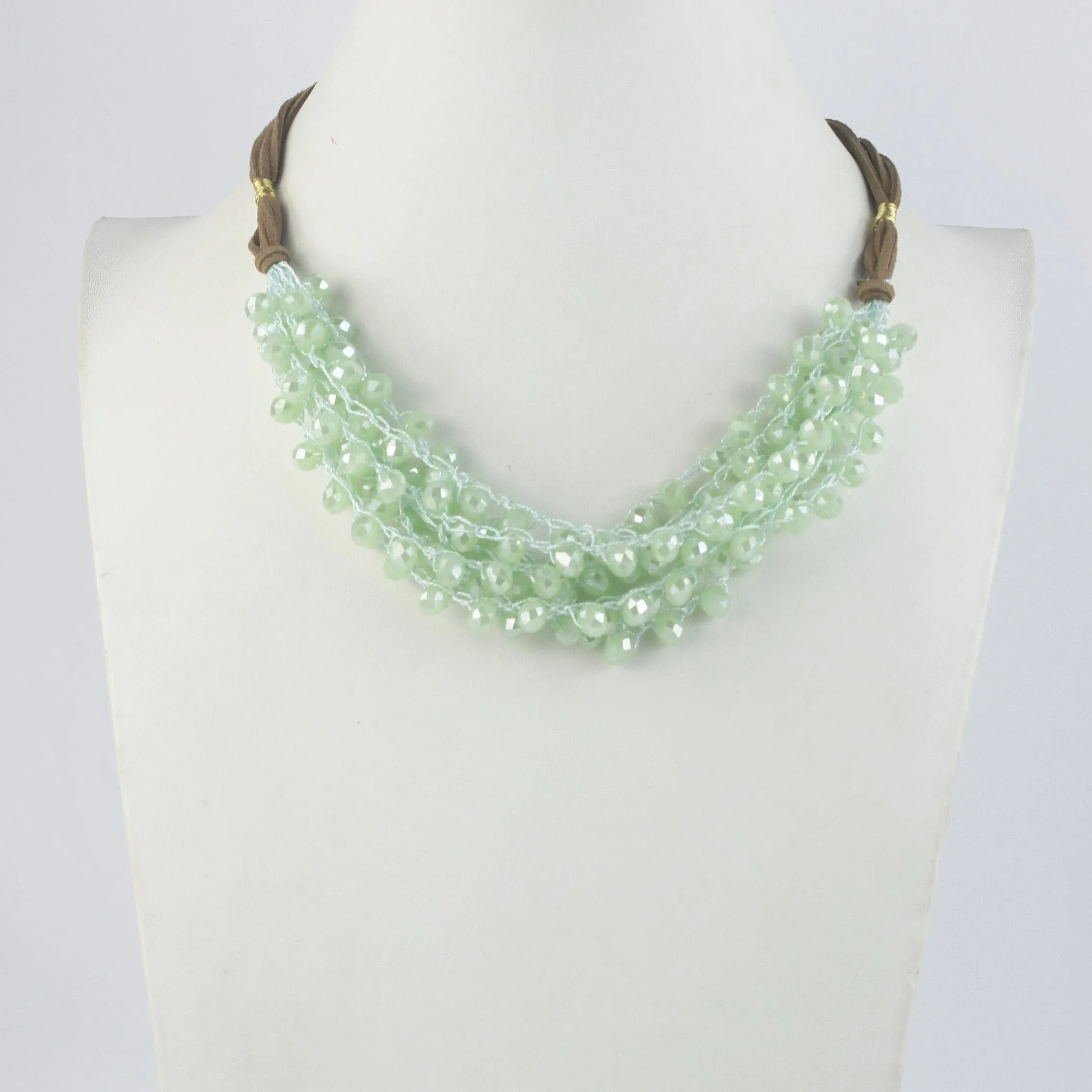 Crystal Beaded Leatherette Necklaces N2428