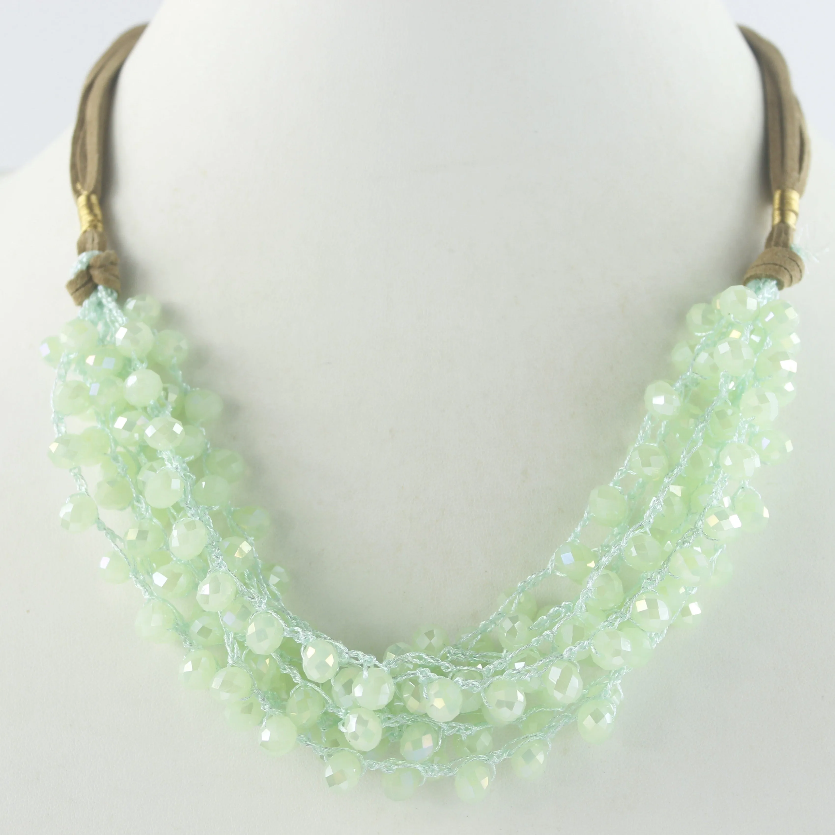Crystal Beaded Leatherette Necklaces N2428