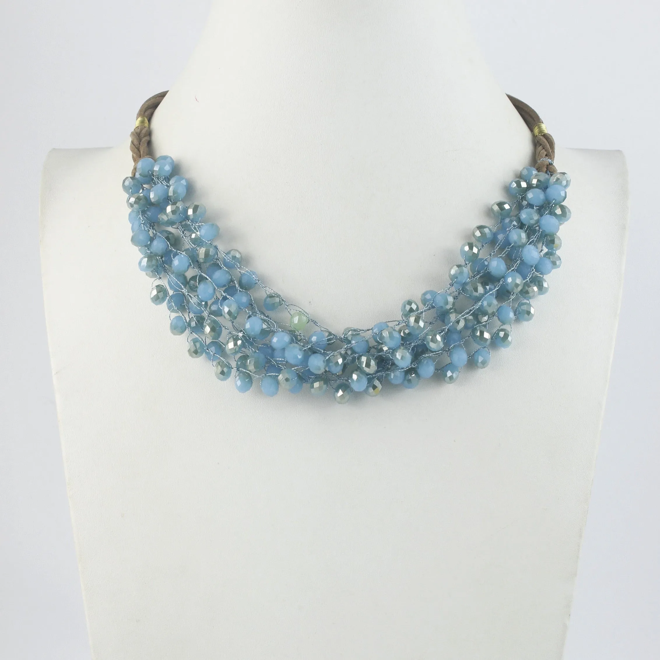 Crystal Beaded Leatherette Necklaces N2428