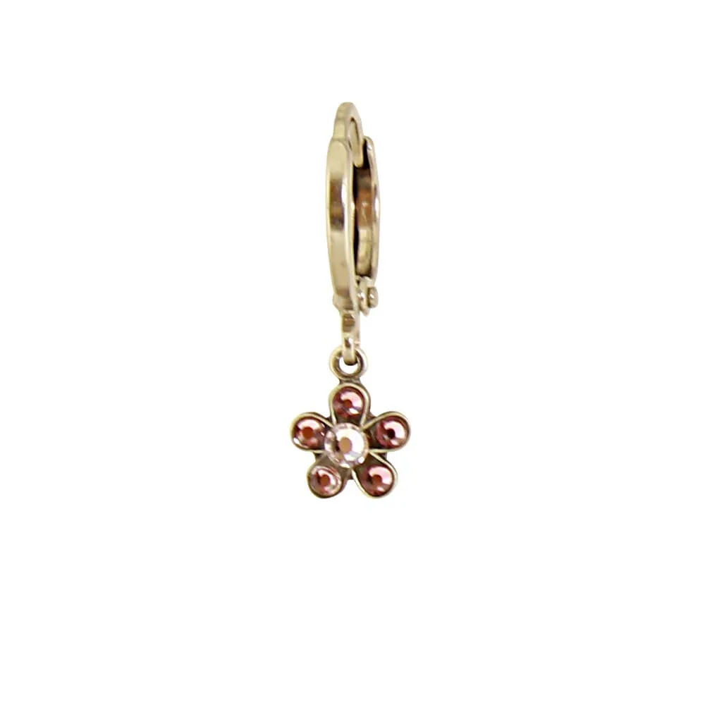 Crystal Flower Huggie Earring: B