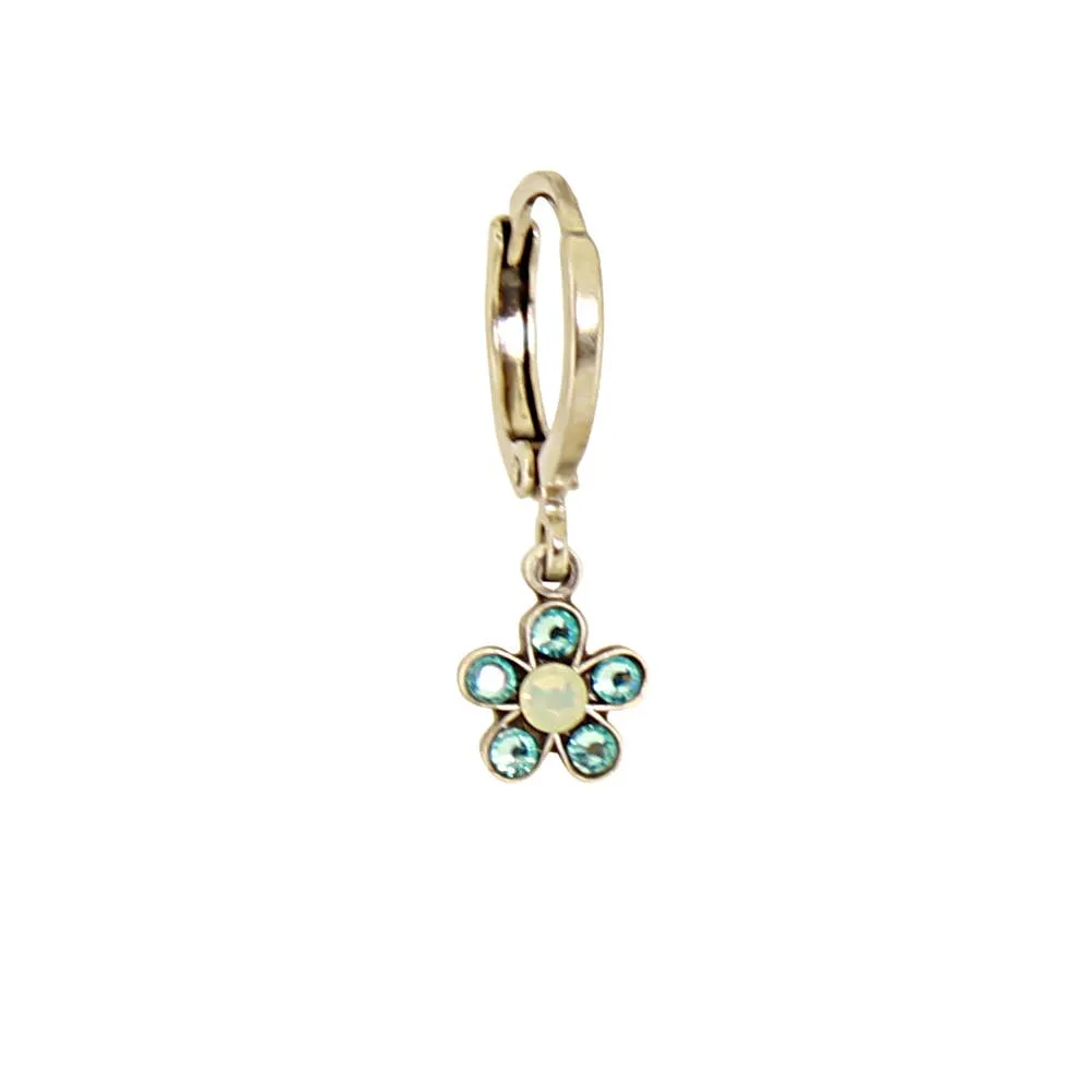 Crystal Flower Huggie Earring: B