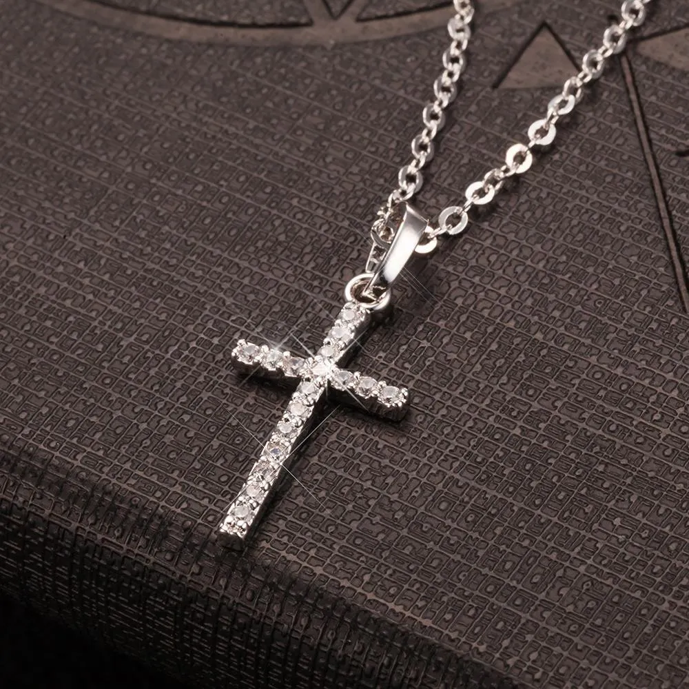 Crystal Jesus Cross Pendant Necklace Jewelry