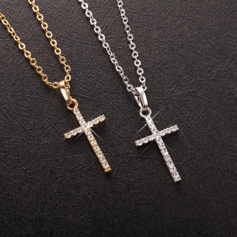 Crystal Jesus Cross Pendant Necklace Jewelry