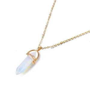 Crystal Raw Stone Healing Necklace in Solid Copper, Crystal