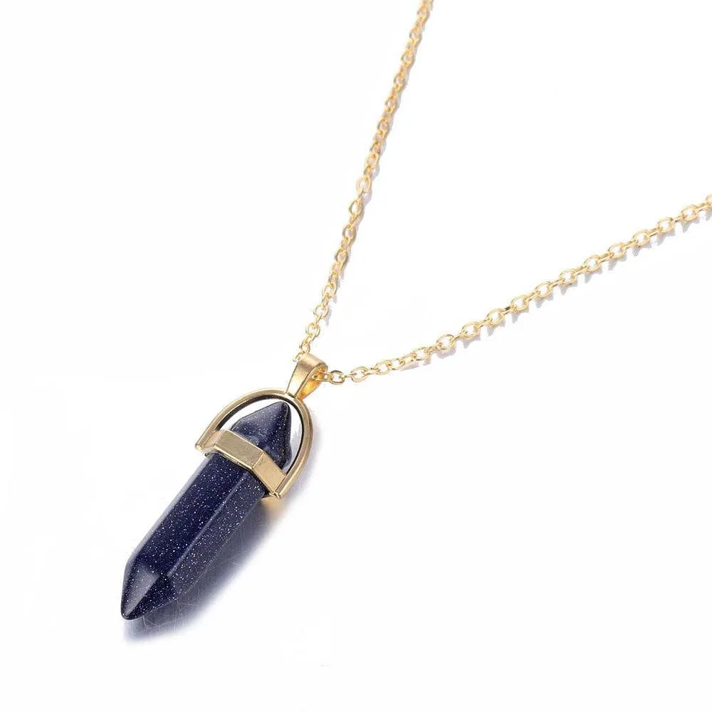 Crystal Raw Stone Healing Necklace in Solid Copper, Crystal