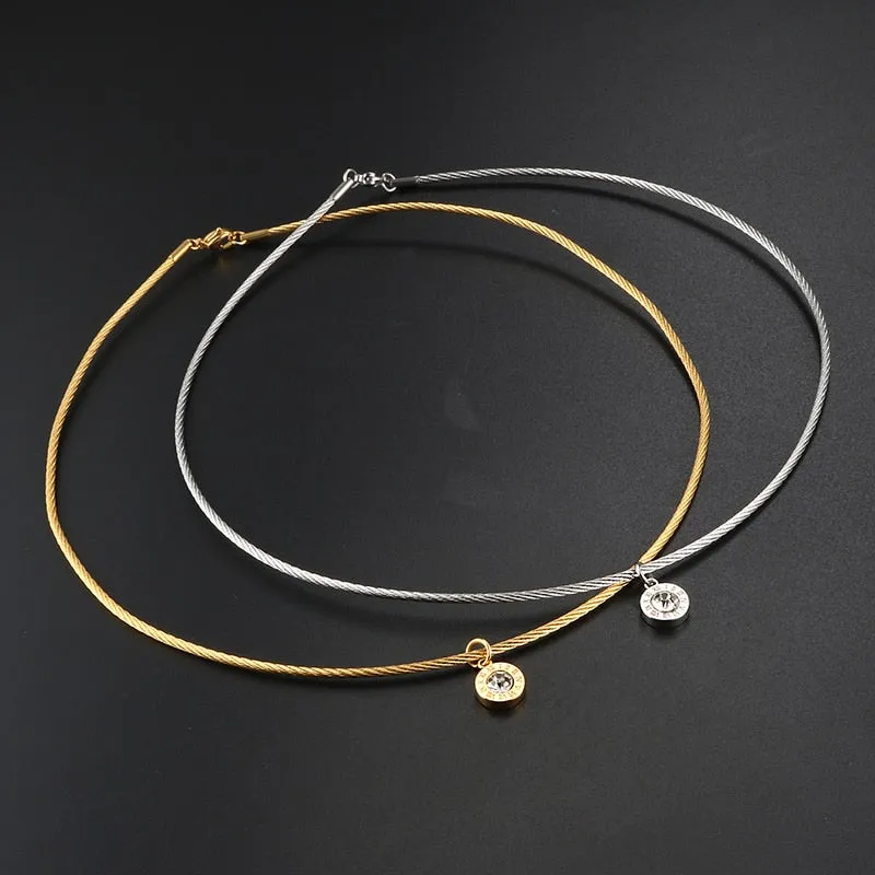 Crystal Roman Letter Choker Necklace
