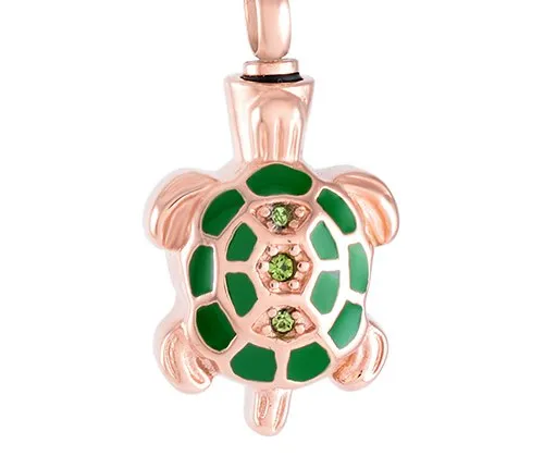 Crystal Turtle Cremation Necklace