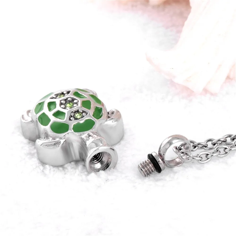 Crystal Turtle Cremation Necklace