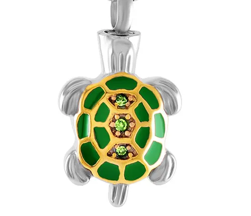 Crystal Turtle Cremation Necklace