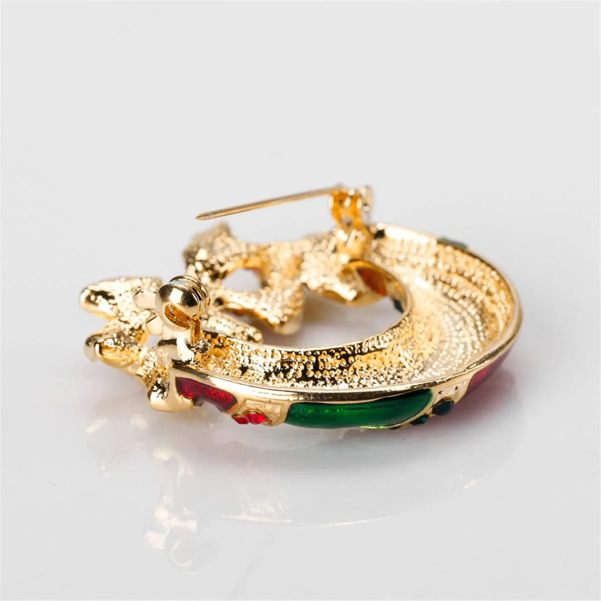 Cubic Zirconia & 18K Gold-Plated Botany Bow Wreath Brooch