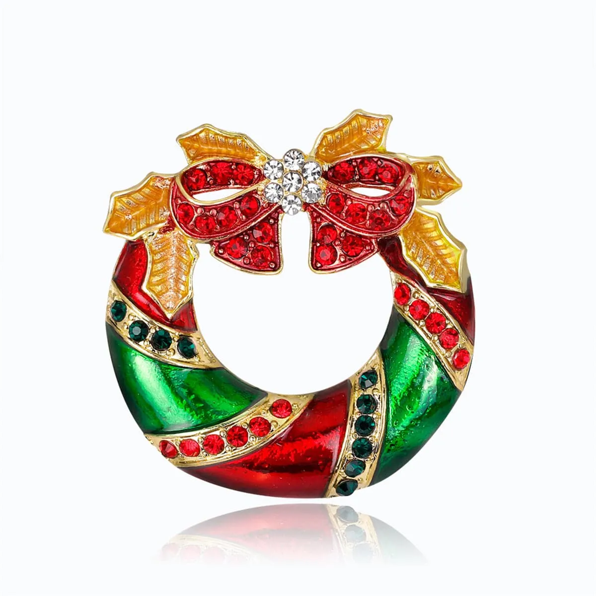 Cubic Zirconia & 18K Gold-Plated Botany Bow Wreath Brooch