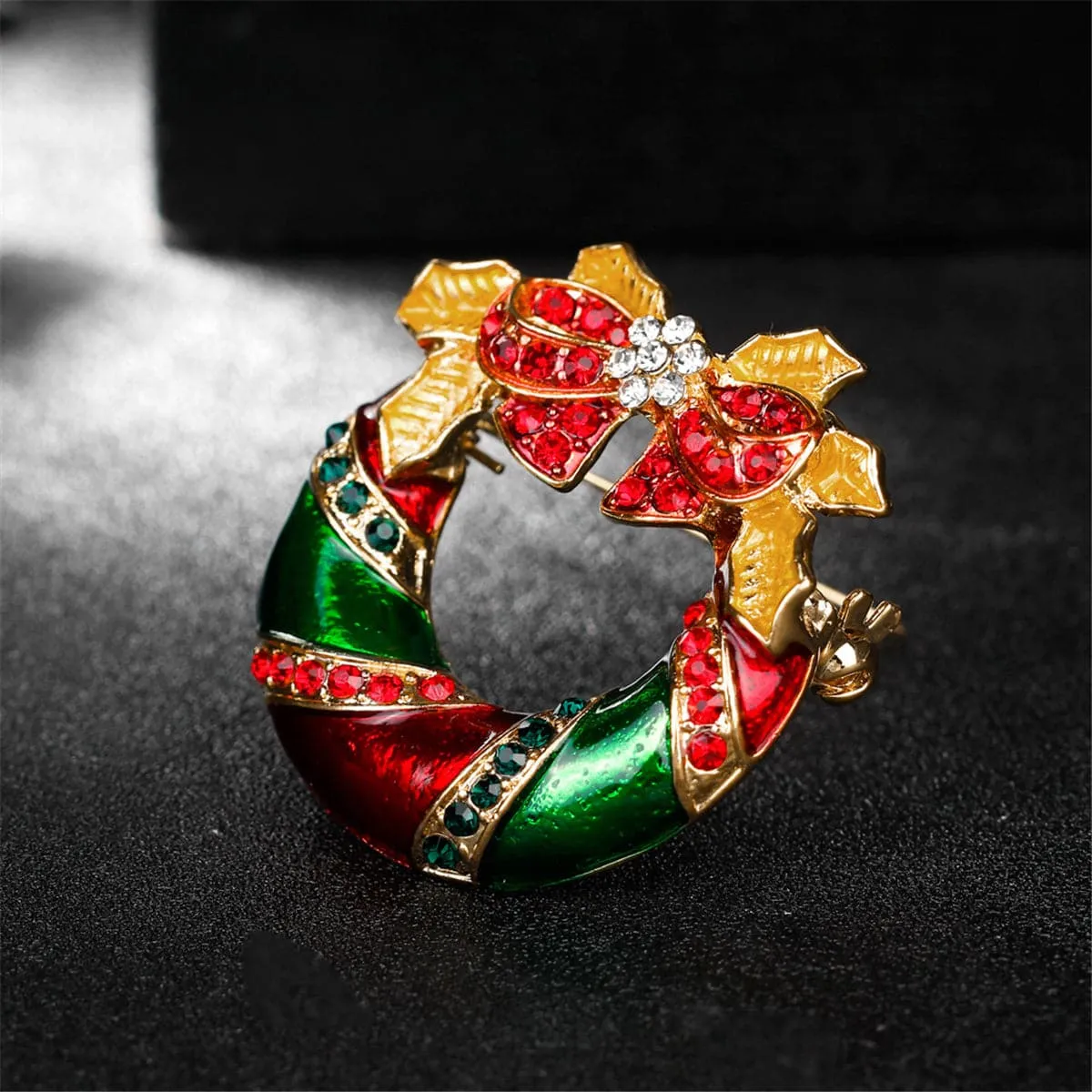 Cubic Zirconia & 18K Gold-Plated Botany Bow Wreath Brooch
