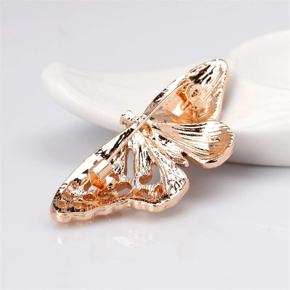 Cubic Zirconia & 18K Gold-Plated Butterfly Brooch