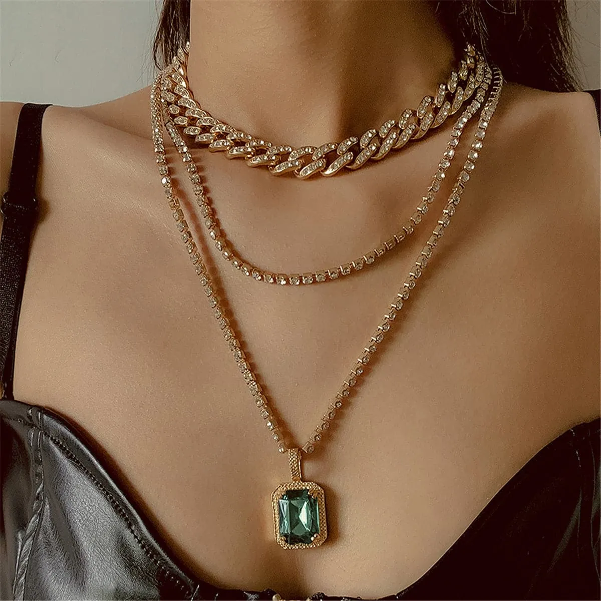 Cubic Zirconia & 18K Gold-Plated Pendant Necklace Set
