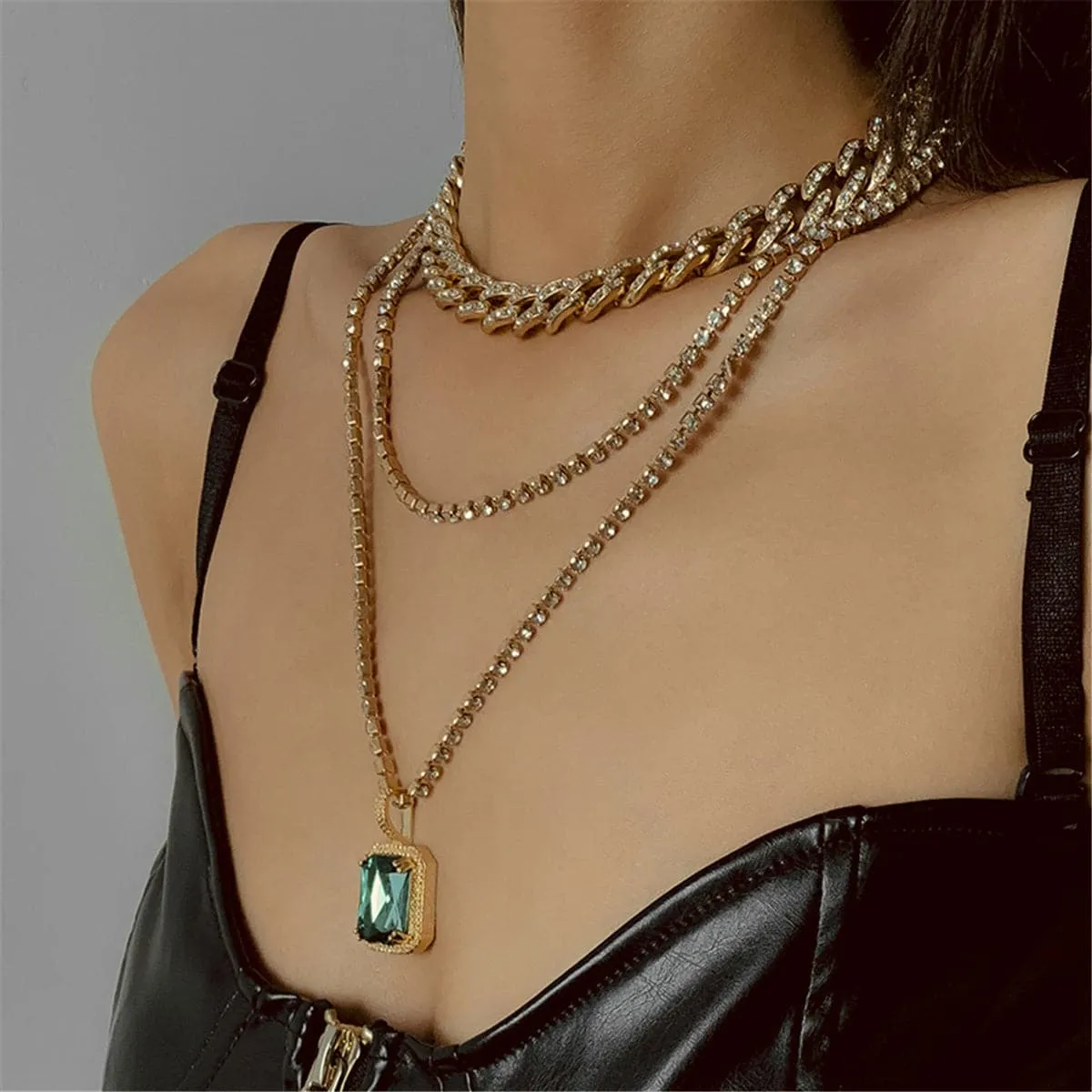 Cubic Zirconia & 18K Gold-Plated Pendant Necklace Set