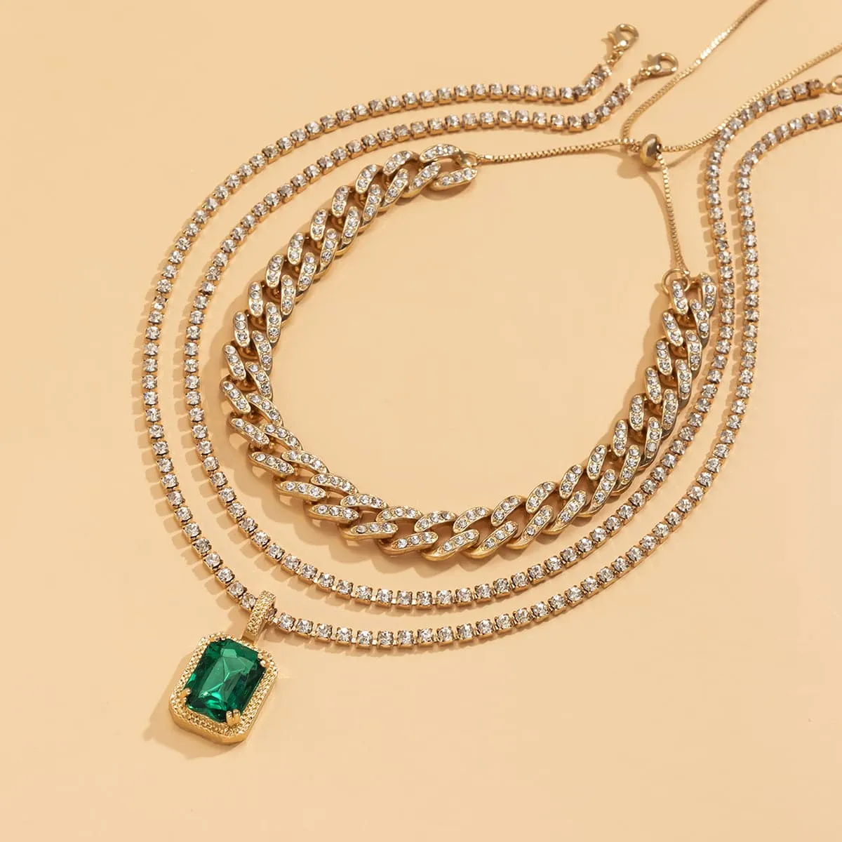 Cubic Zirconia & 18K Gold-Plated Pendant Necklace Set