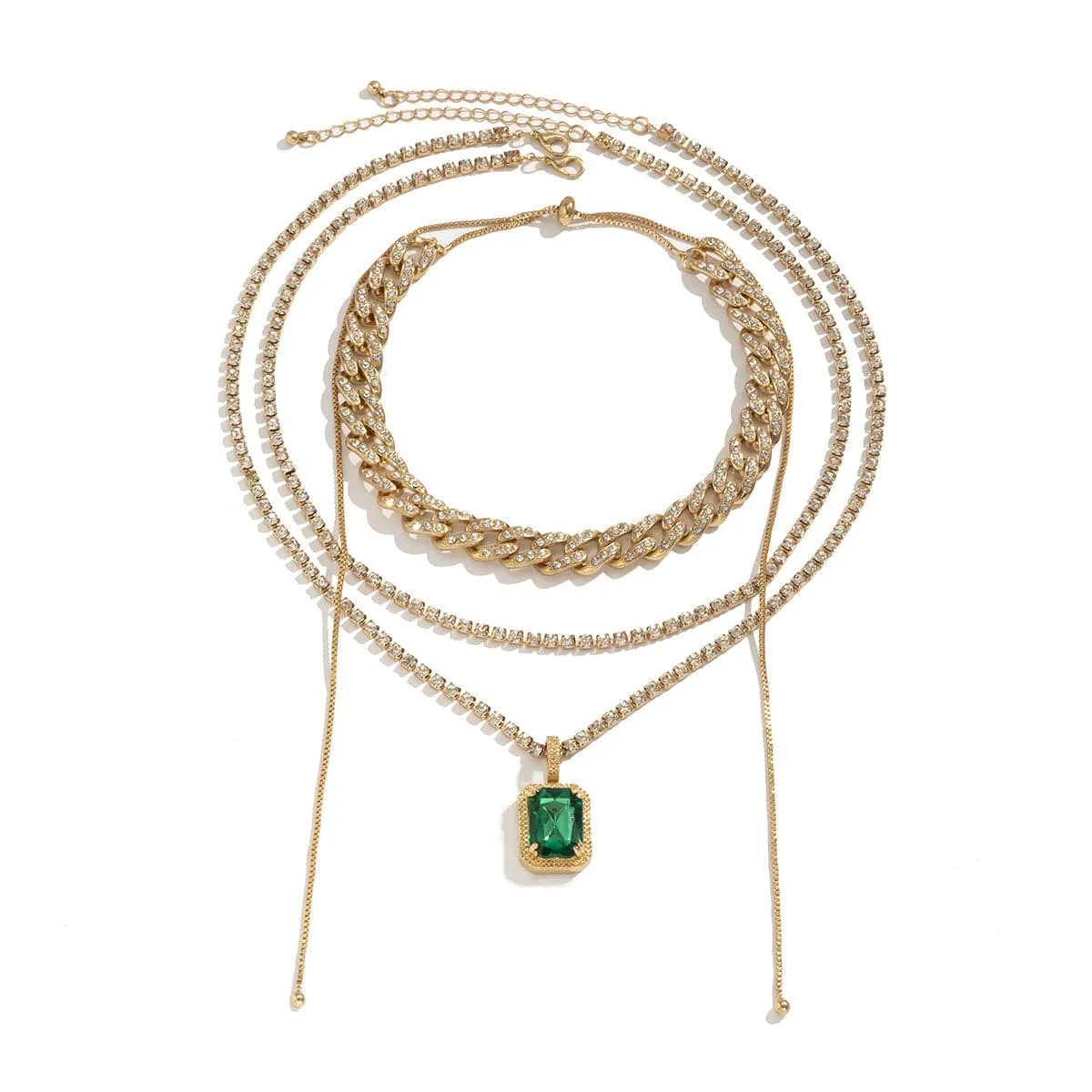 Cubic Zirconia & 18K Gold-Plated Pendant Necklace Set