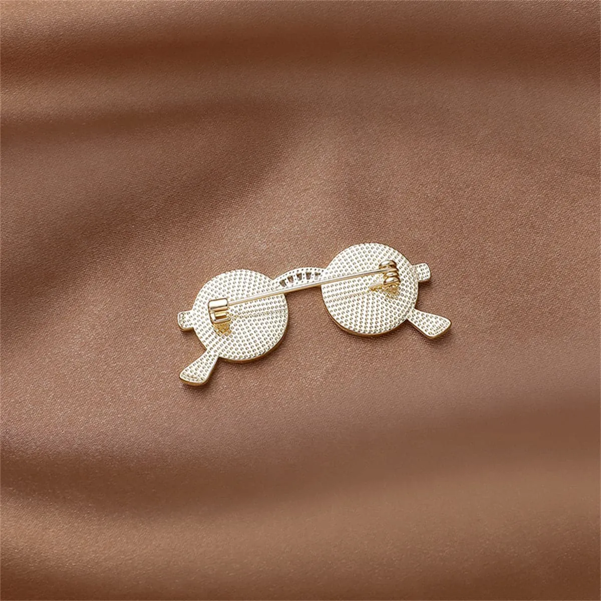 Cubic Zirconia & Black Enamel Sunglasses Brooch