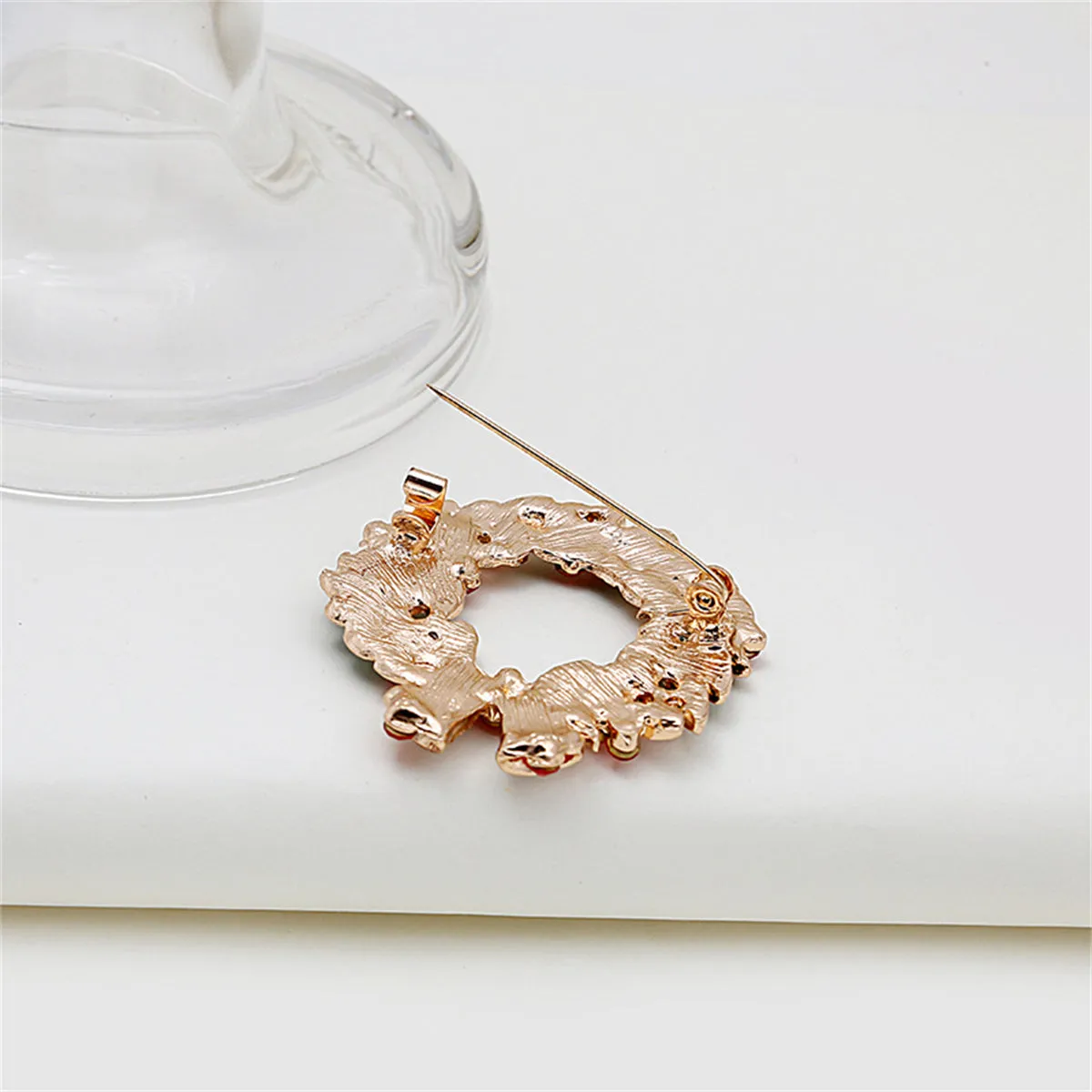 Cubic Zirconia & Enamel 18K Gold-Plated Bell Wreath Brooch