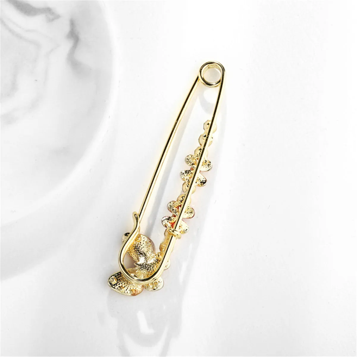 Cubic Zirconia & Enamel 18K Gold-Plated Butterfly Flower Pin Brooch