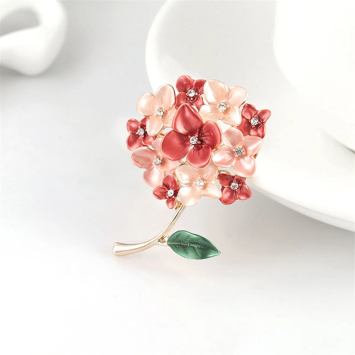 Cubic Zirconia & Enamel 18K Gold-Plated Flower Bouquet Brooch