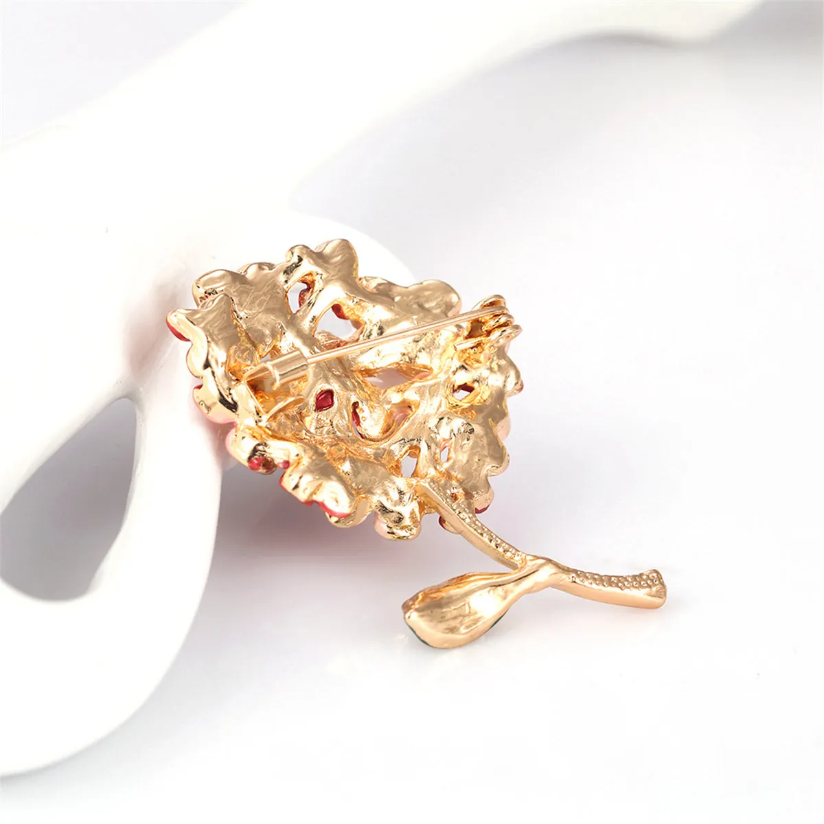 Cubic Zirconia & Enamel 18K Gold-Plated Flower Bouquet Brooch