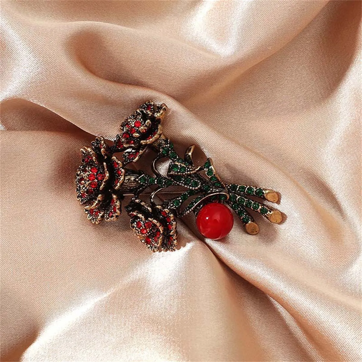 Cubic Zirconia & Resin 18K Gold-Plated Flower Brooch