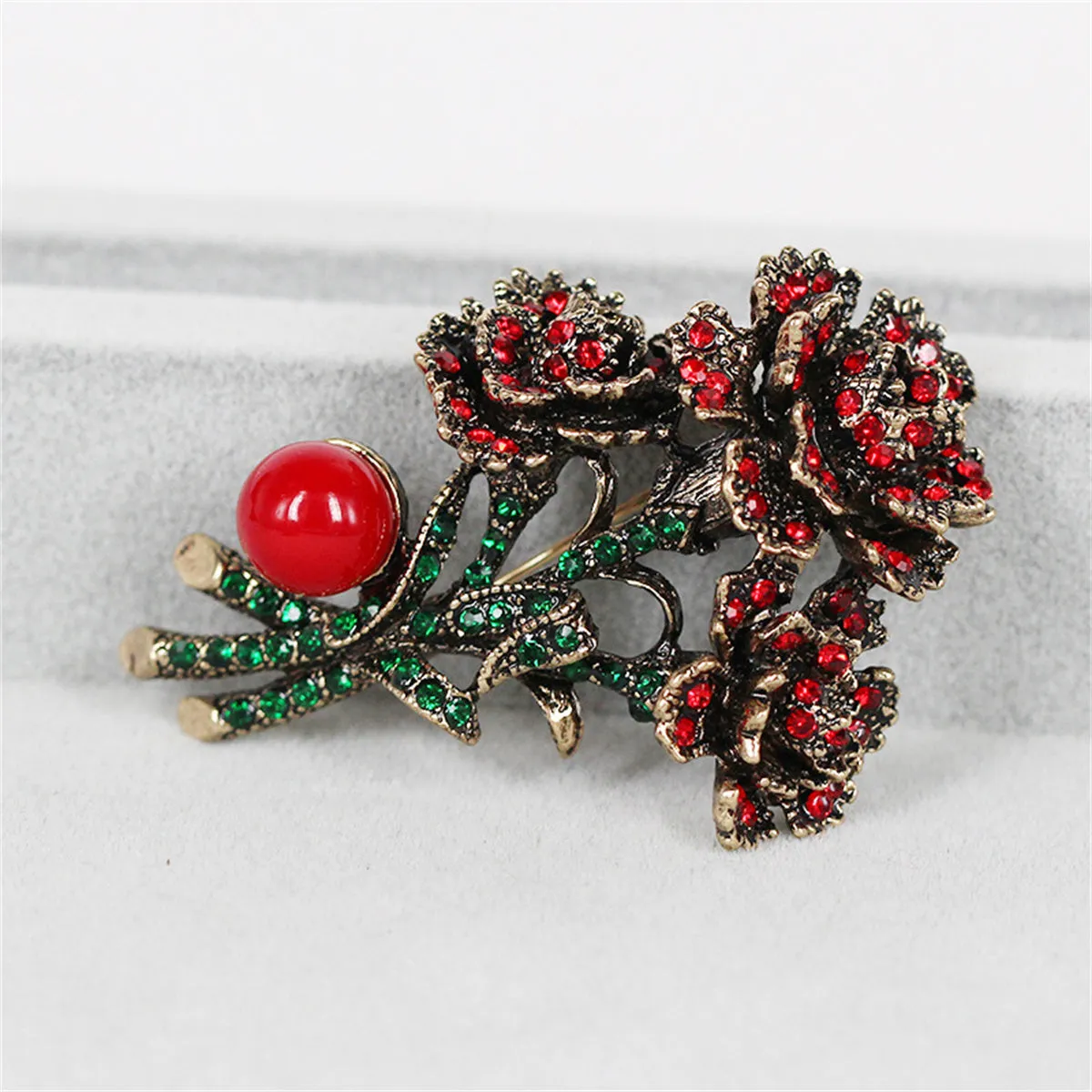 Cubic Zirconia & Resin 18K Gold-Plated Flower Brooch