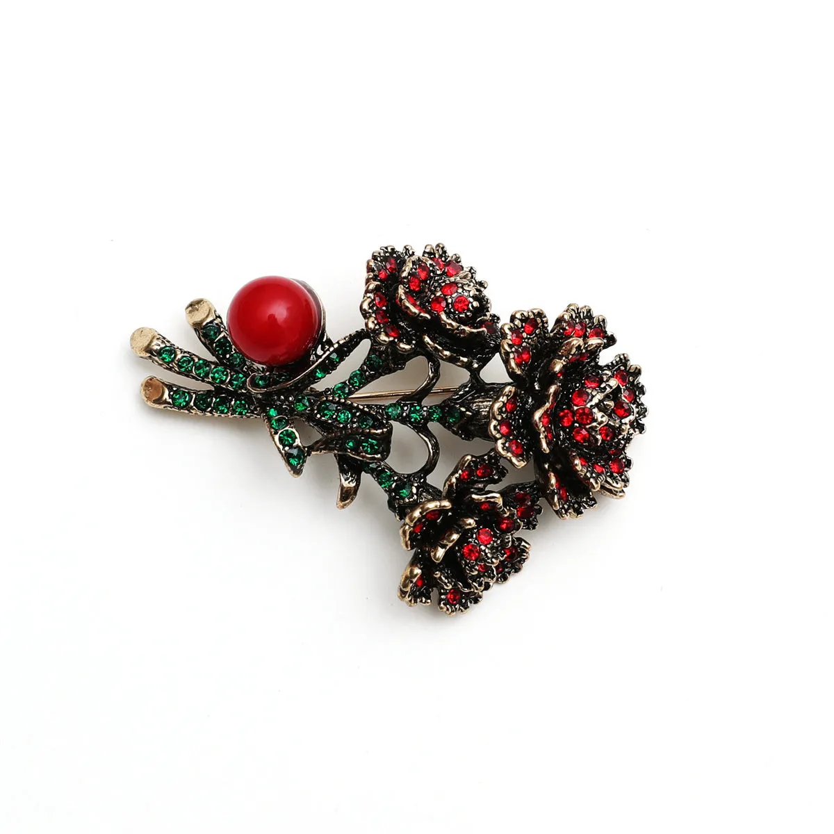 Cubic Zirconia & Resin 18K Gold-Plated Flower Brooch