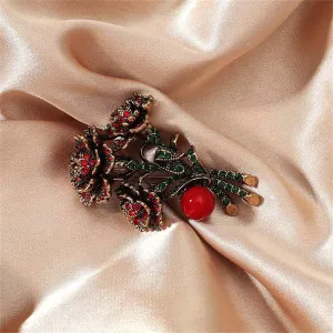 Cubic Zirconia & Resin 18K Gold-Plated Flower Brooch