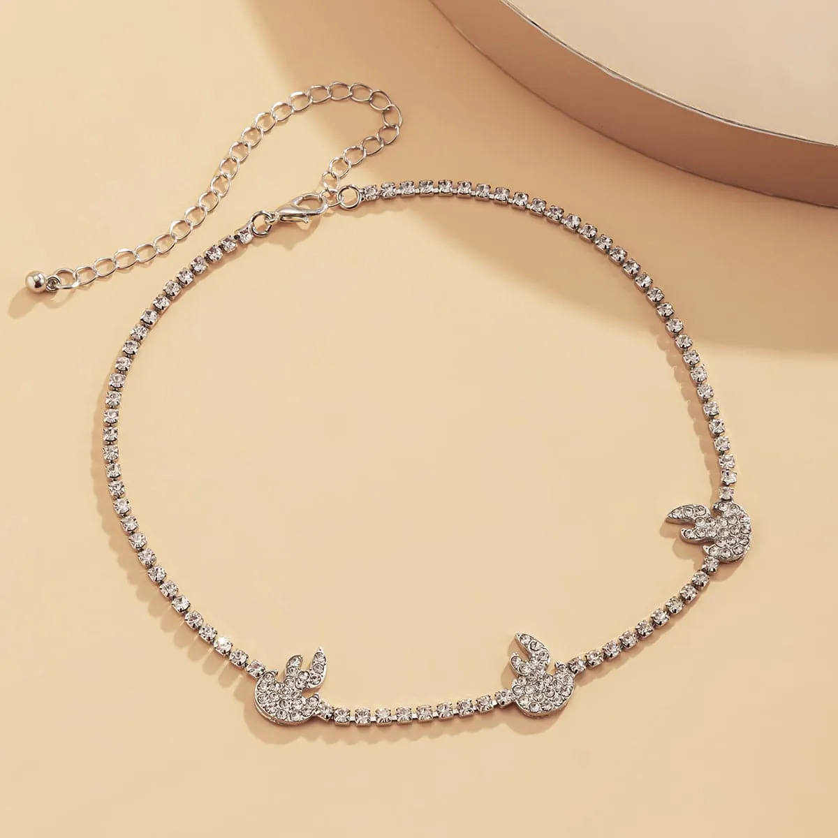 Cubic Zirconia & Silver-Plated Pavé Flame Station Choker Necklace