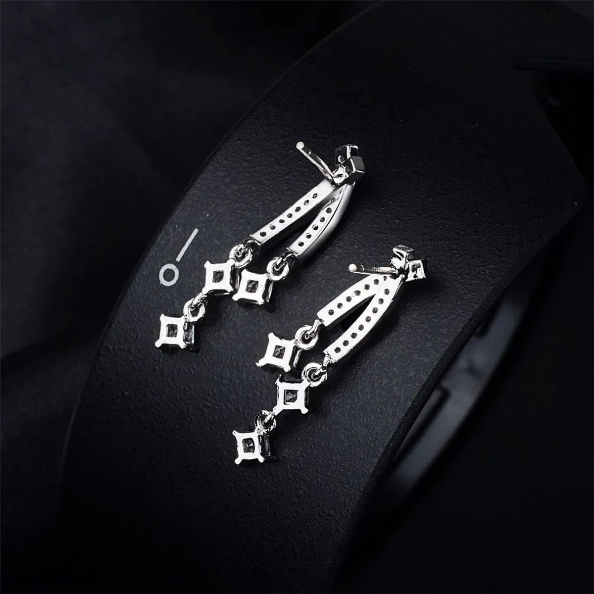 Cubic Zirconia & Silver-Plated Princess-Cut Bar Drop Earrings