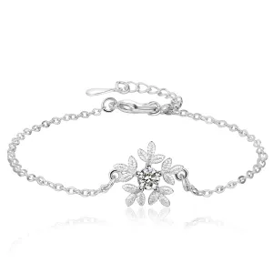 Cubic Zirconia & Silver-Plated Snowflake Charm Bracelet