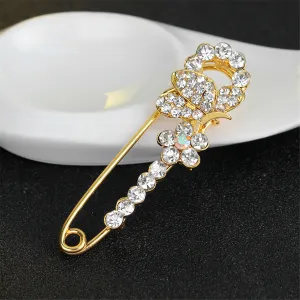 Cubic Zirconia Butterfly & Flower Pin Brooch