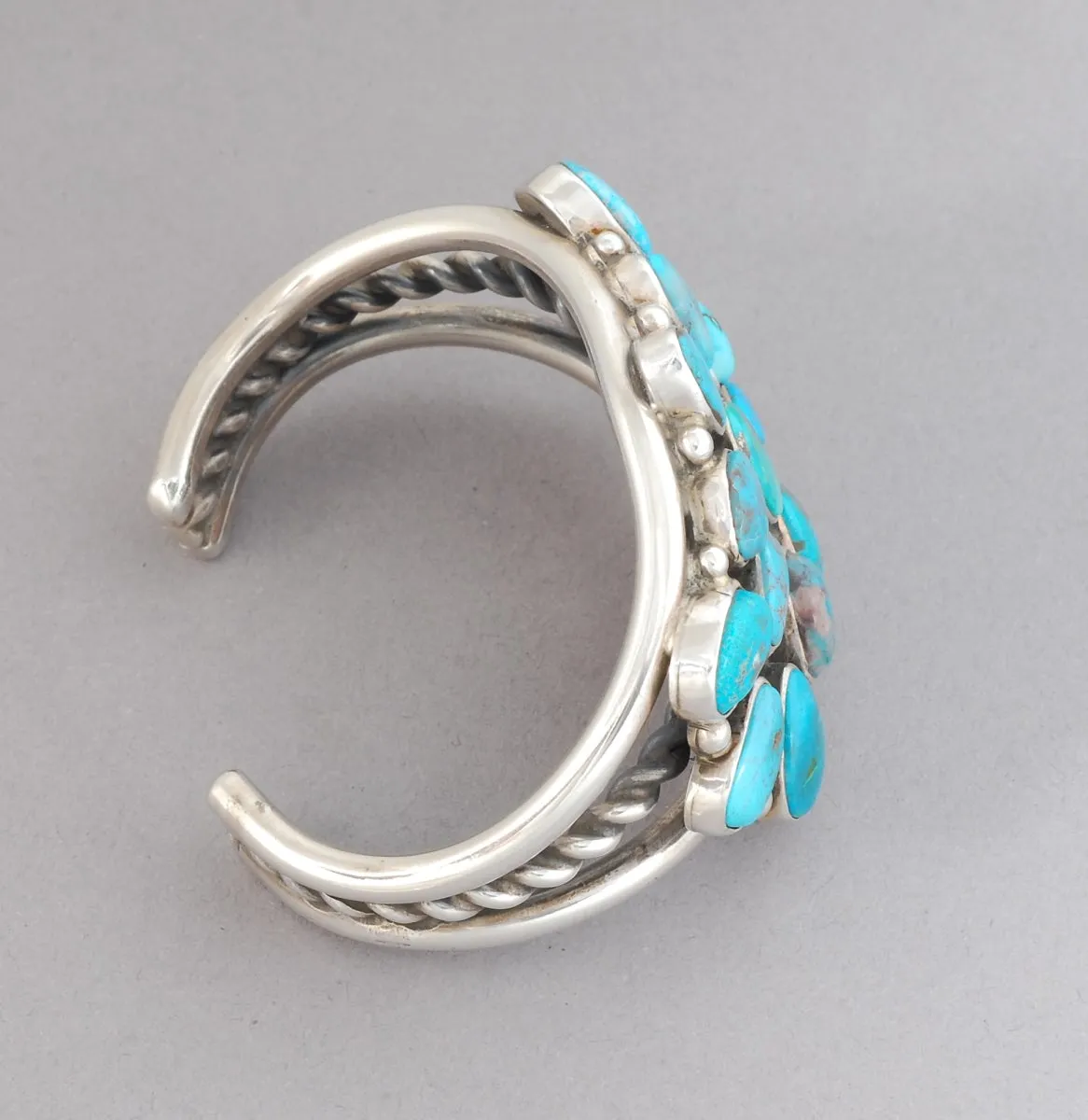 Cuff Bracelet with Bisbee Turquoise Cluster by Sheila Becenti