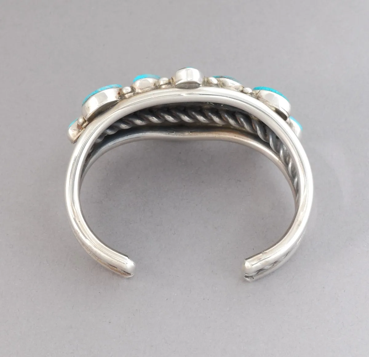 Cuff Bracelet with Bisbee Turquoise Cluster by Sheila Becenti