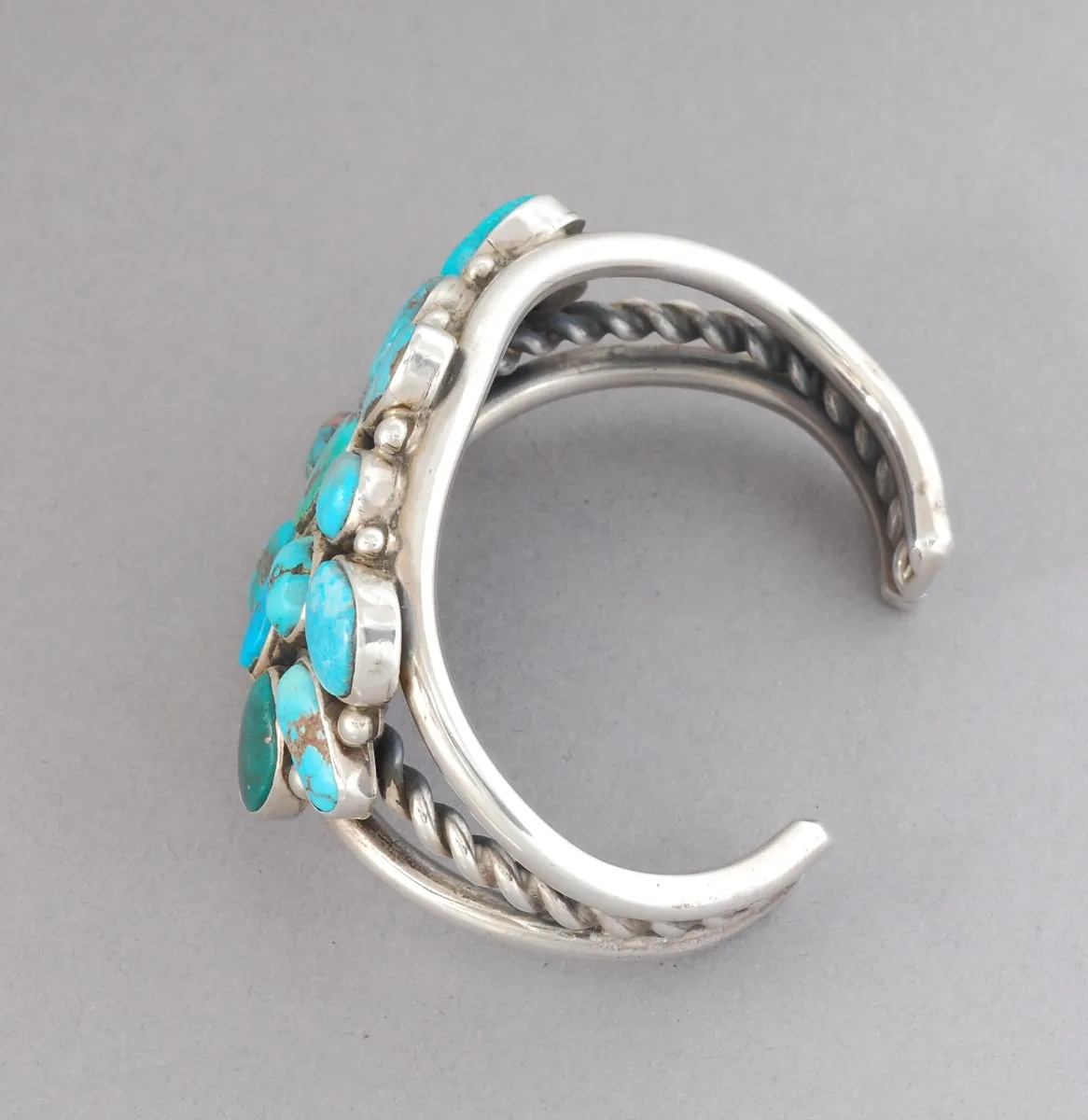 Cuff Bracelet with Bisbee Turquoise Cluster by Sheila Becenti